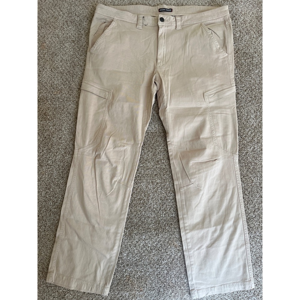 Gramicci Mens Heavyweight Cargo Pants 38x32 Tan Straight Leg Utility Casual Flaw
